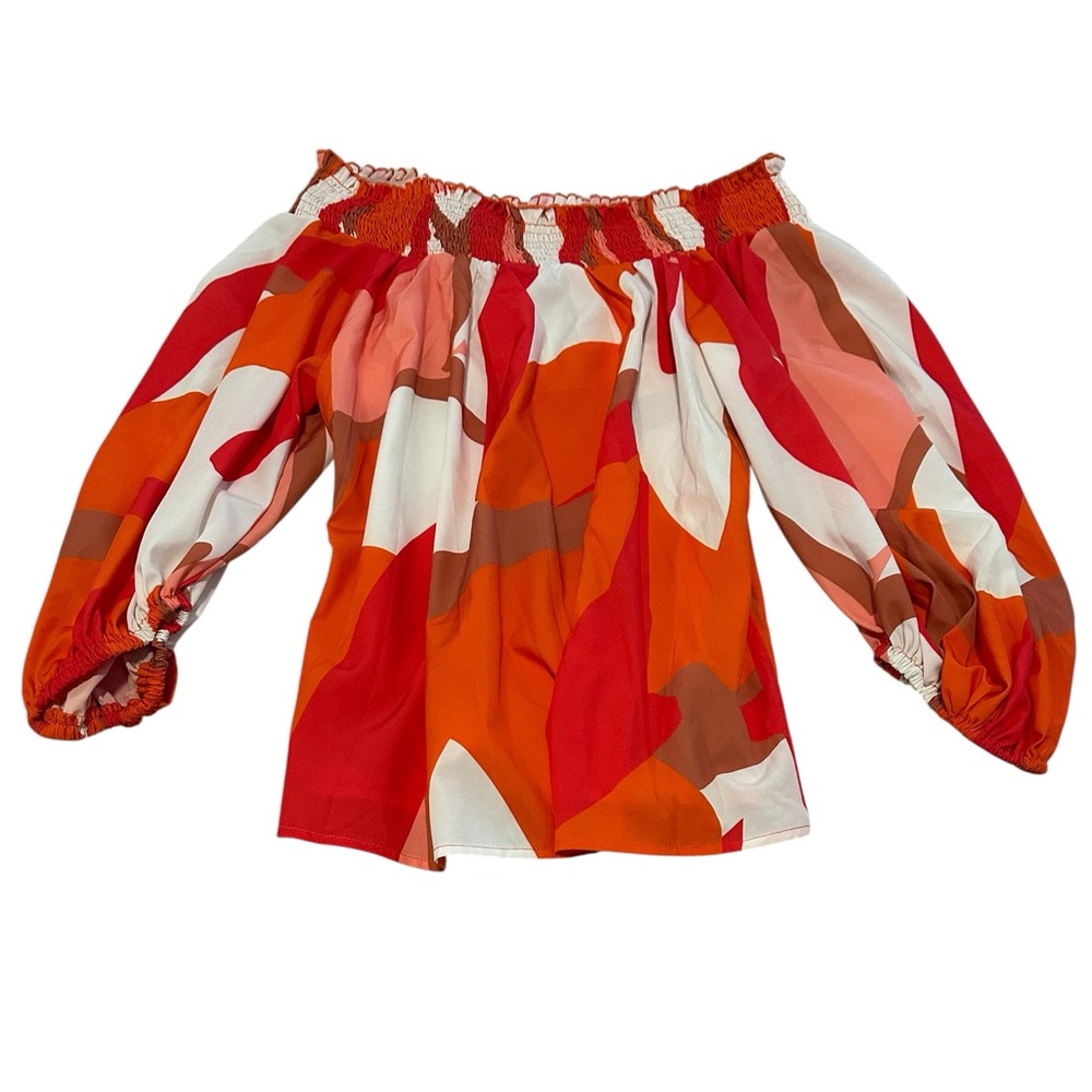 Chic Coral and Orange Off the Shoulder Blouse NWOT